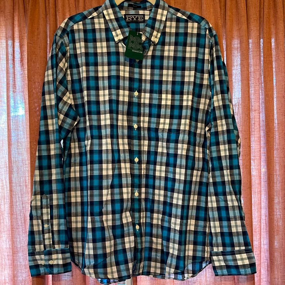 Rye by Hawker Rye Blue Plaid button down size large